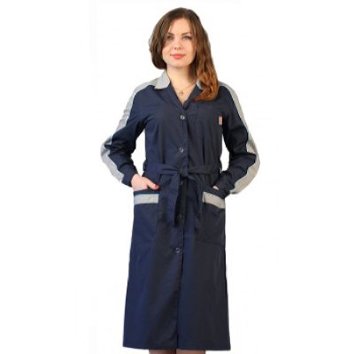 Халат женский "Жасмин" т-синий с серым
