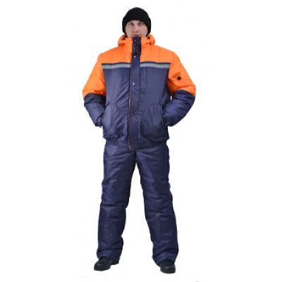 Костюм мужской Стим зимний т-синий с оранжевым