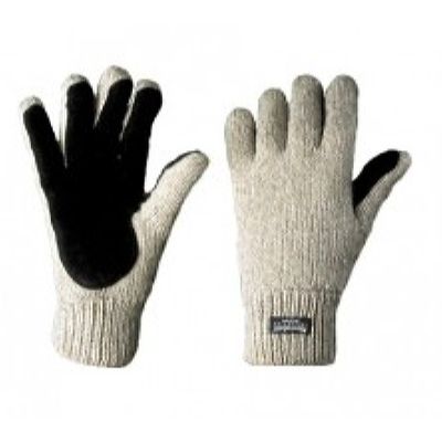 Перчатки шерстяные со спилковыми накладками Иней
