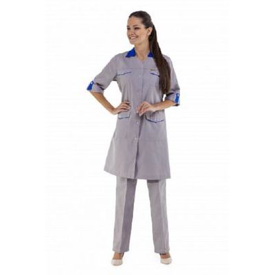 Халат Фрезия серый/василек (женский) ТОР100