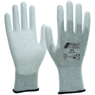 Перчатки антистатичные нейлоновые с карбоновой нитью, с полиуретановым покрытием (Nitras), арт.6230
