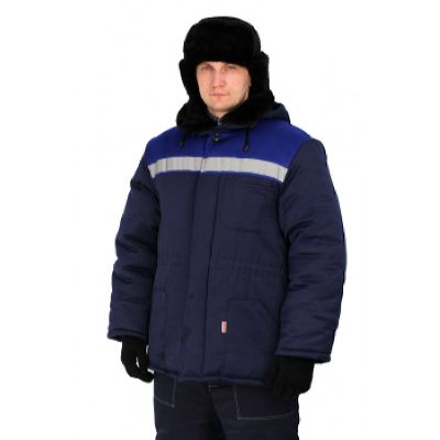 Куртка УРАЛ утепленная т. синий/васильковая кокетка