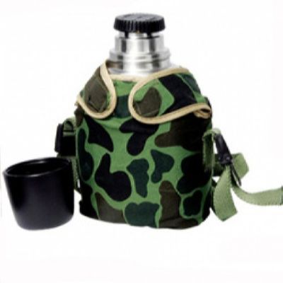 Термос-фляга LUO TUO, с узким горлом,  вакуумный.  стальной, с компасом, 0,6л (упак. 12 шт.)