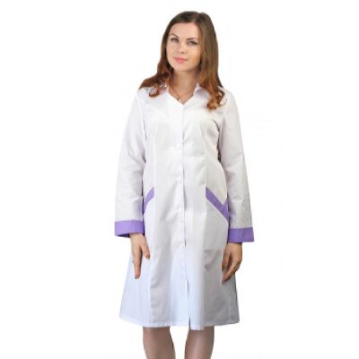 Халат женский "Амелия" белый с сиреневым