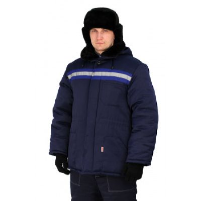 Куртка мужская Урал зимняя с мех. воротником т-синяя с васильковым