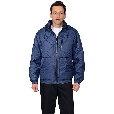 Куртка СИРИУС-ПРАГА-Люкс мужская, с капюшоном, темно-синяя