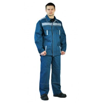 Костюм мужской Актуал летний с брюками бирюзовый с серо-голубым  100% хлопок