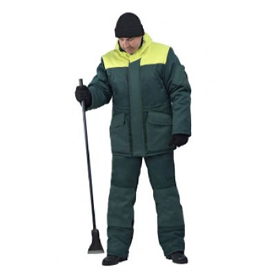 Костюм мужской Буран зимний зелёный с жёлтым