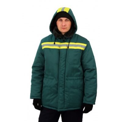 Куртка мужская Урал зимняя с мех. воротником т-зелёная с желтым