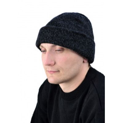 Шапка трикотажная черная, двойная вязка, 6 класс