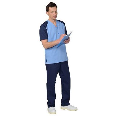 Костюм СИРИУС-ИНТЕРН мужской: куртка, брюки, тёмно-синий с голубым