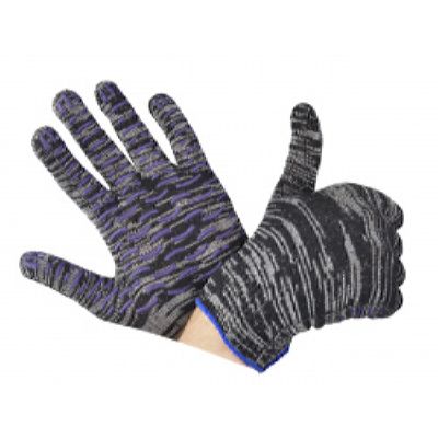 Перчатки х/б Стандарт Березка ПВХ-волна 10кл (200 пар в уп.)