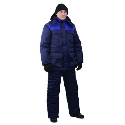 Костюм мужской БУРАН ЗИМНИЙ т-синий с васильковым