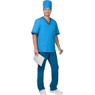 Костюм СИРИУС-РЕАЛ мужской: куртка, брюки, колпак светло-синий с бирюзовым