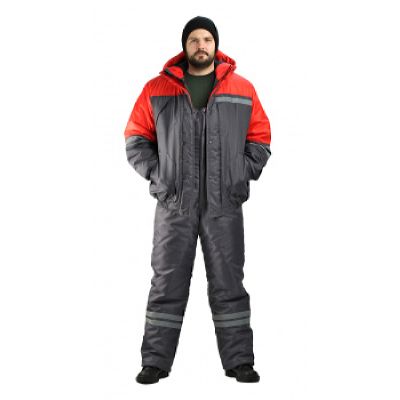 Костюм мужской Стим зимний серый с красным