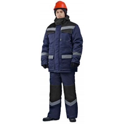 Костюм мужской Передовик зимний с п/к т-синий с черным