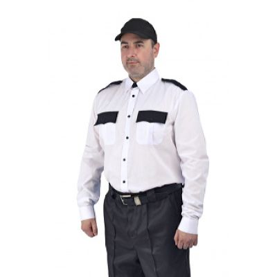 Рубашка мужская "Охрана" (дл. рукав) белая с черным