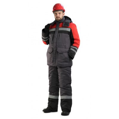Костюм мужской Зимник зимний т.серый с красным и черным